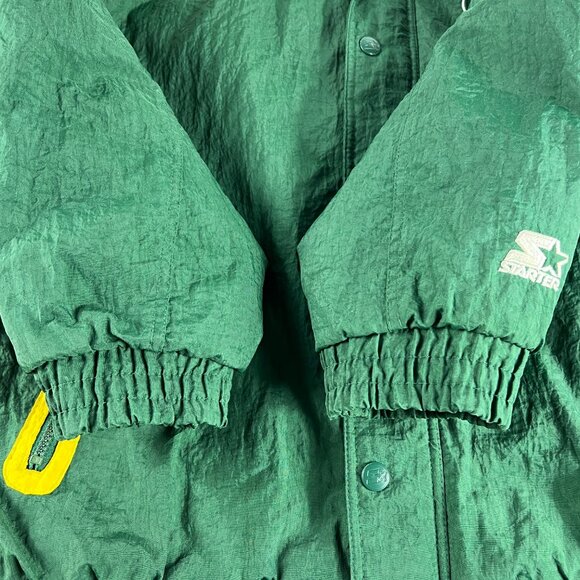 VTG 90s Starter NFL Green Bay Packers Jacket Extra Large Green Full Zip Puffer - Picture 4 of 16